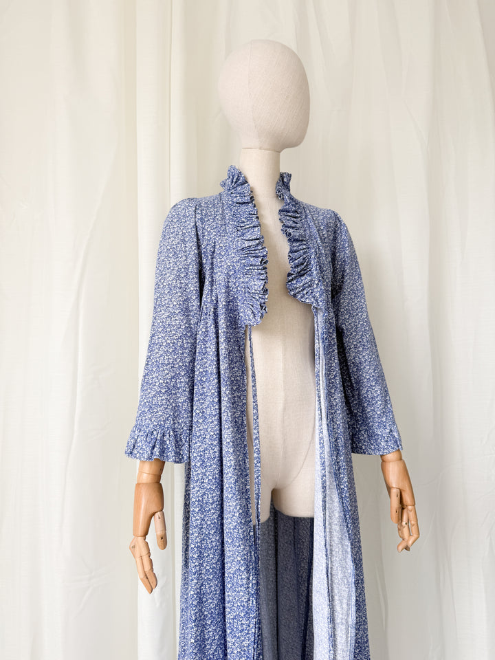 Incredible Rare 1970s Regency Laura Ashley Made In Wales Cotton Wrap Dress