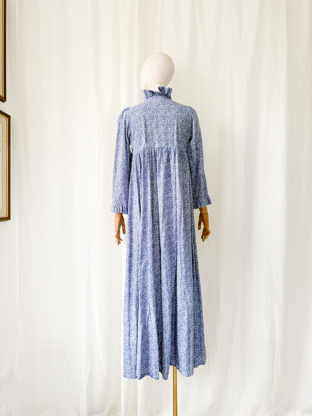 Incredible Rare 1970s Regency Laura Ashley Made In Wales Cotton Wrap Dress