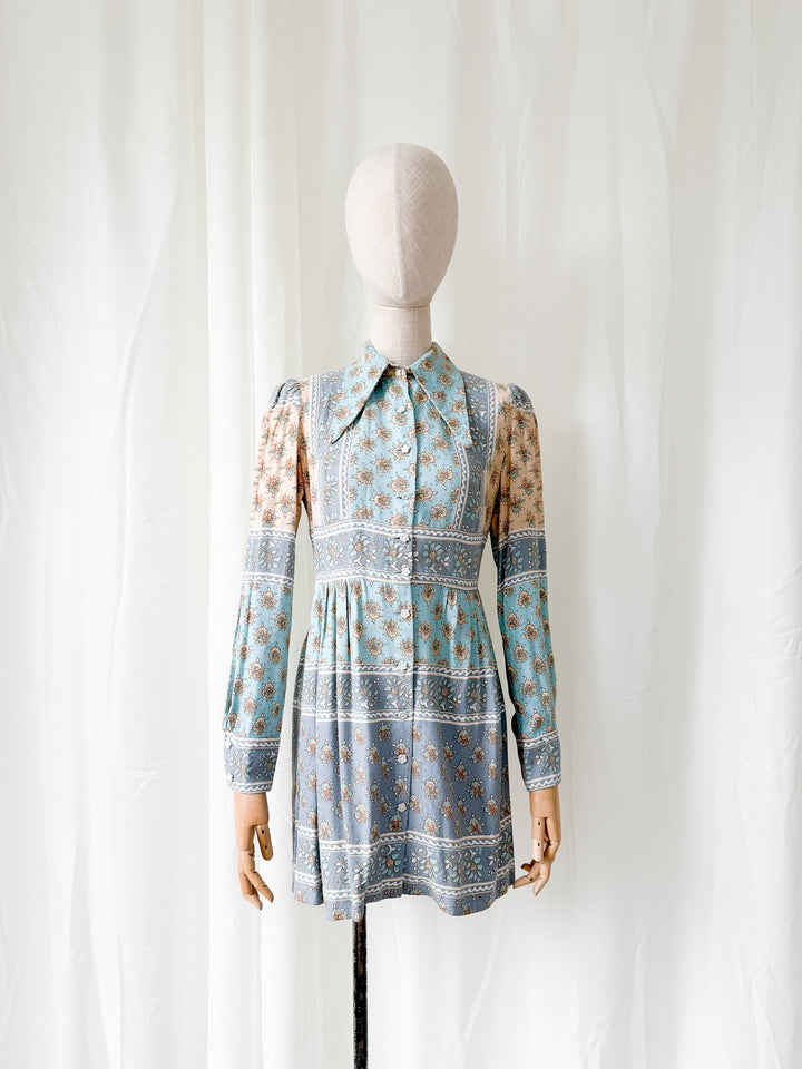 Adorable Rare 1970s Dollyrockers Cotton Viyella Mini Dress