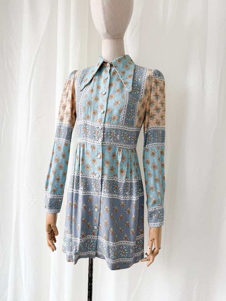 Adorable Rare 1970s Dollyrockers Cotton Viyella Mini Dress