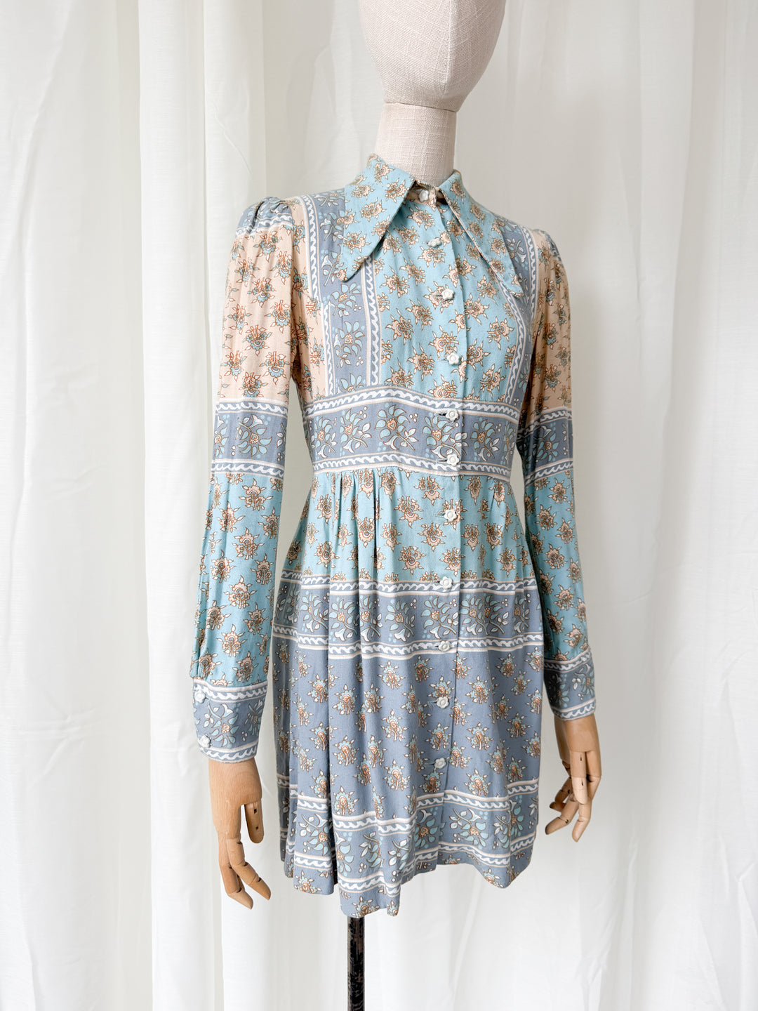 Adorable Rare 1970s Dollyrockers Cotton Viyella Mini Dress