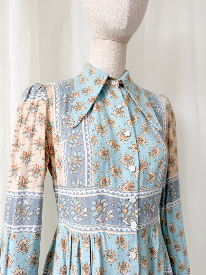 Adorable Rare 1970s Dollyrockers Cotton Viyella Mini Dress