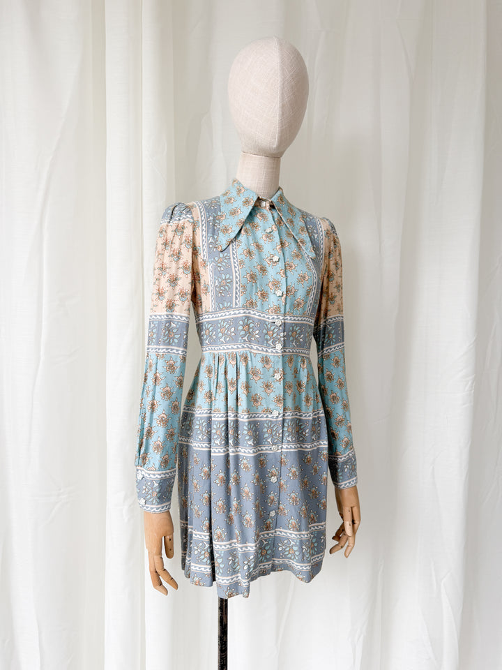 Adorable Rare 1970s Dollyrockers Cotton Viyella Mini Dress