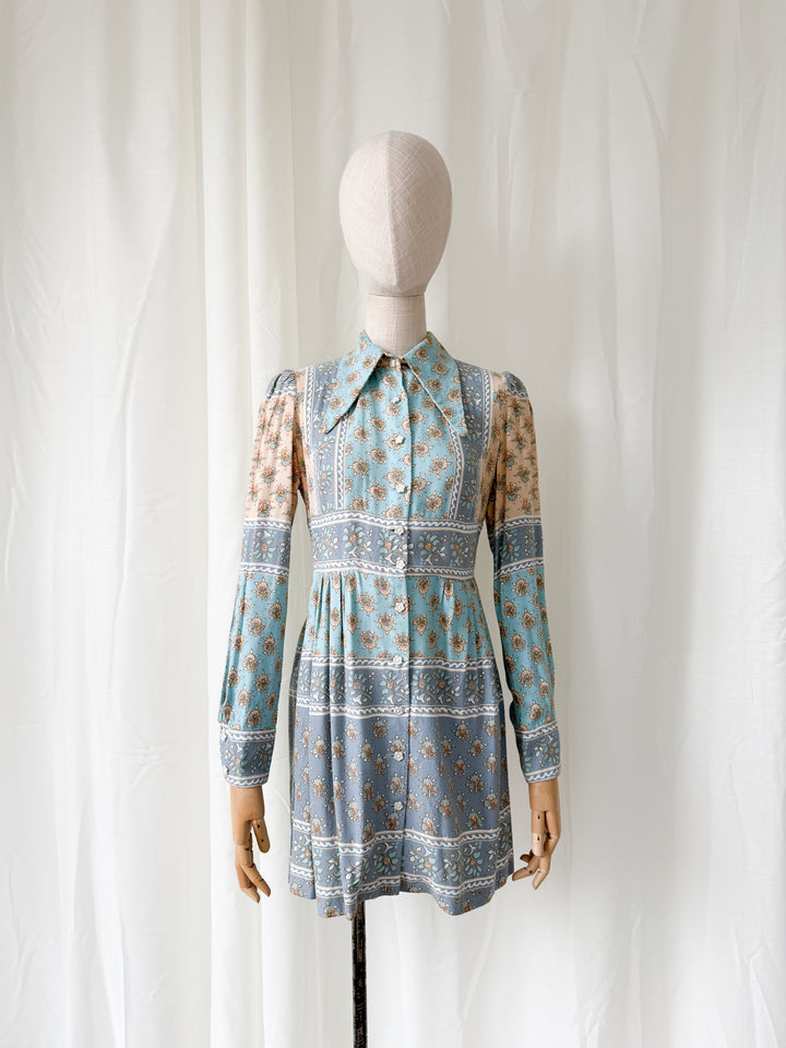 Adorable Rare 1970s Dollyrockers Cotton Viyella Mini Dress