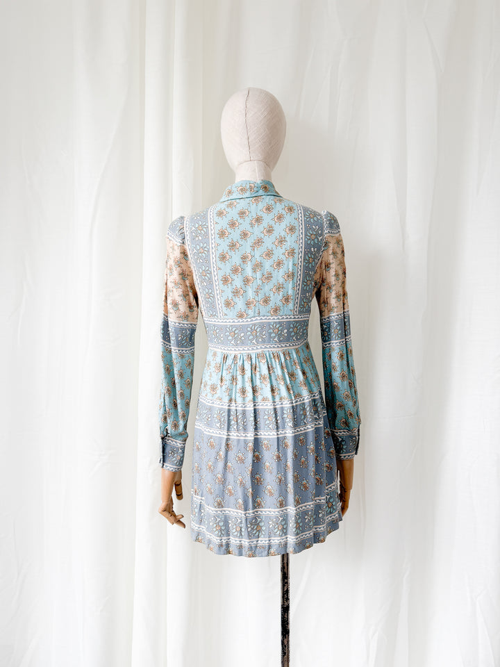 Adorable Rare 1970s Dollyrockers Cotton Viyella Mini Dress