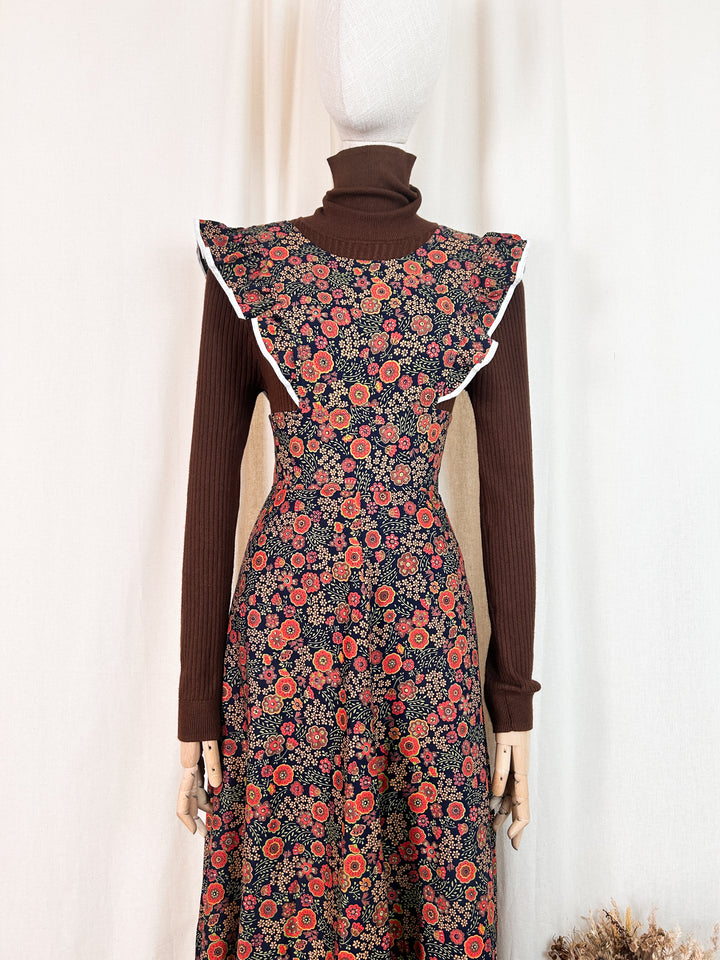 Insane Rare Miss Devonshire 70s Cotton Pinafore Prairie Dress