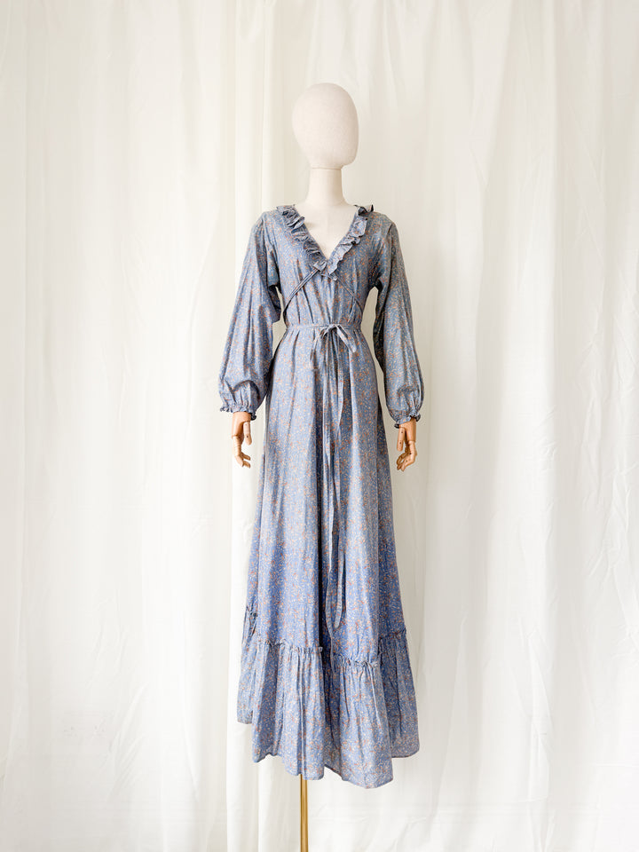 Incredible Holy Grail Rare 1970s Laura Ashley Made in Wales Cotton Maxi Dress
