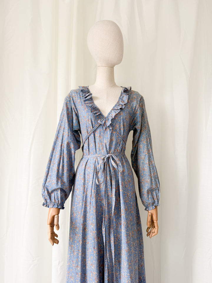 Incredible Holy Grail Rare 1970s Laura Ashley Made in Wales Cotton Maxi Dress