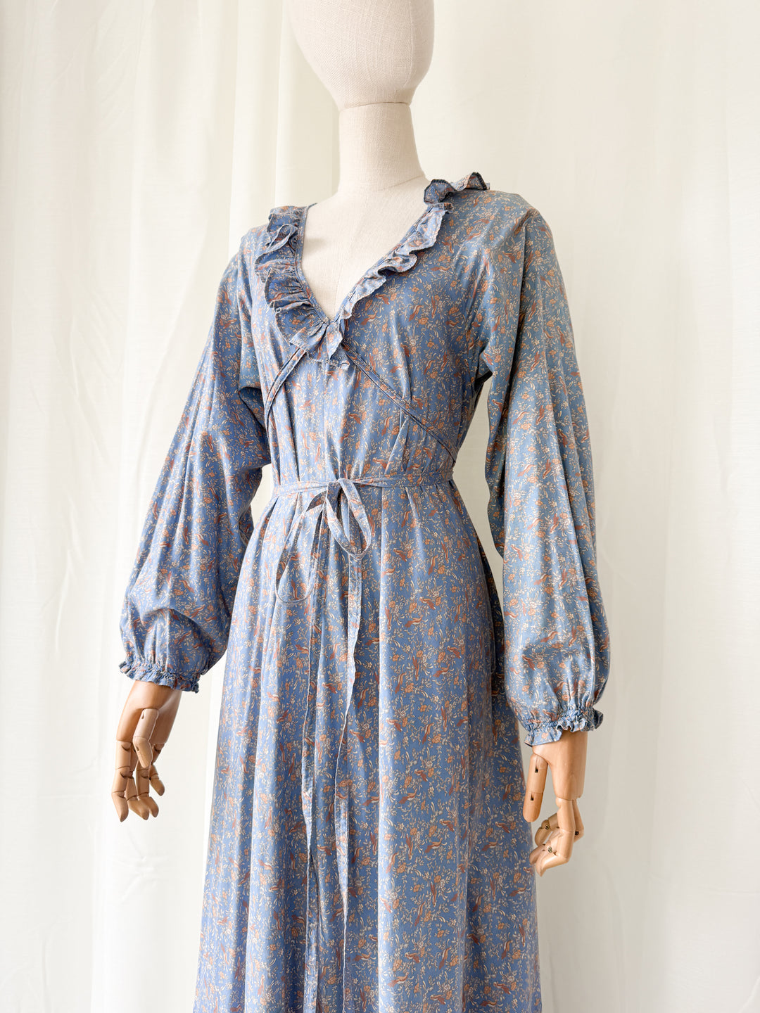 Incredible Holy Grail Rare 1970s Laura Ashley Made in Wales Cotton Maxi Dress