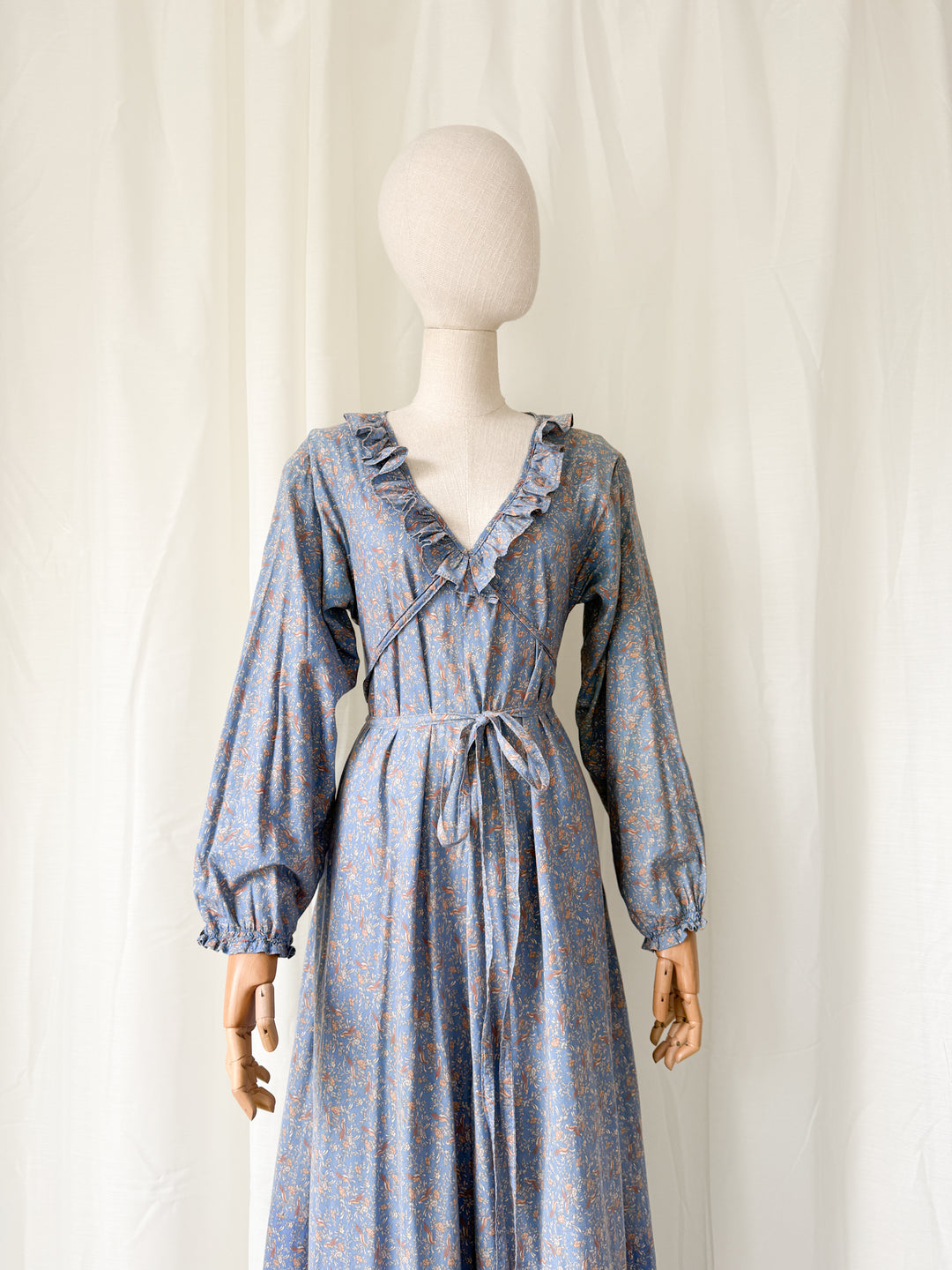 Incredible Holy Grail Rare 1970s Laura Ashley Made in Wales Cotton Maxi Dress