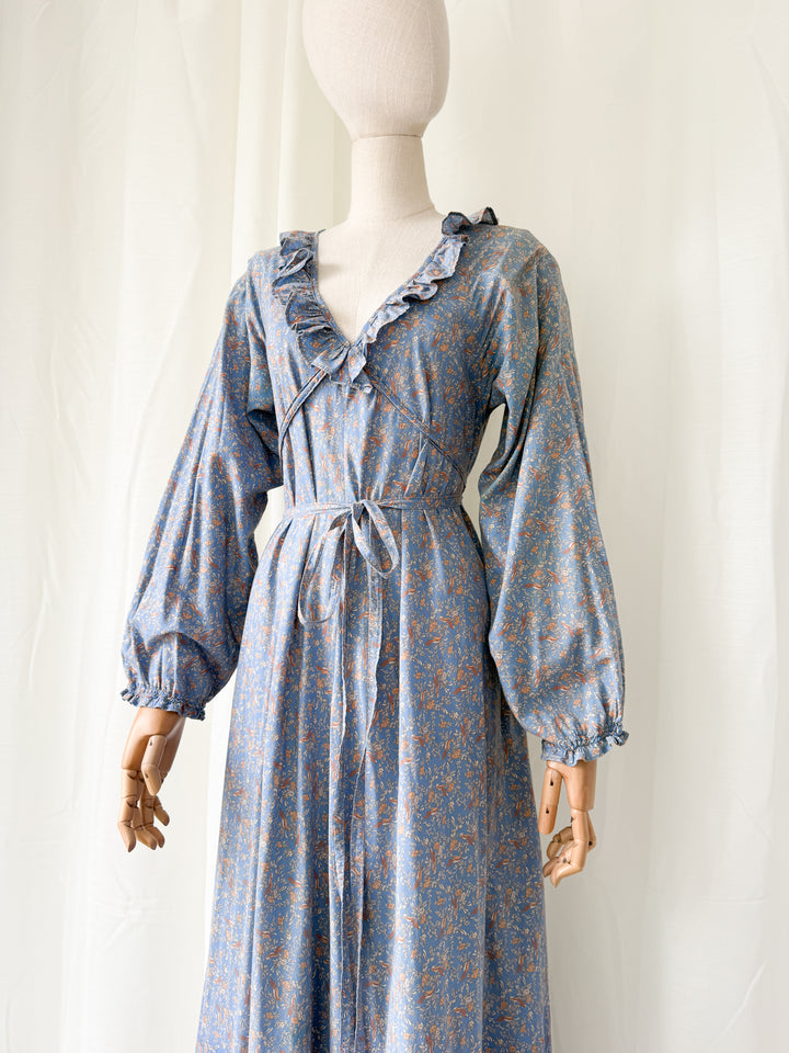 Incredible Holy Grail Rare 1970s Laura Ashley Made in Wales Cotton Maxi Dress