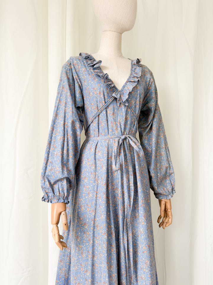 Incredible Holy Grail Rare 1970s Laura Ashley Made in Wales Cotton Maxi Dress