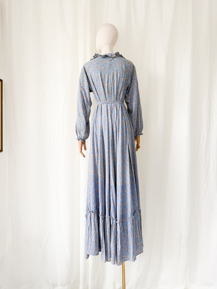Incredible Holy Grail Rare 1970s Laura Ashley Made in Wales Cotton Maxi Dress