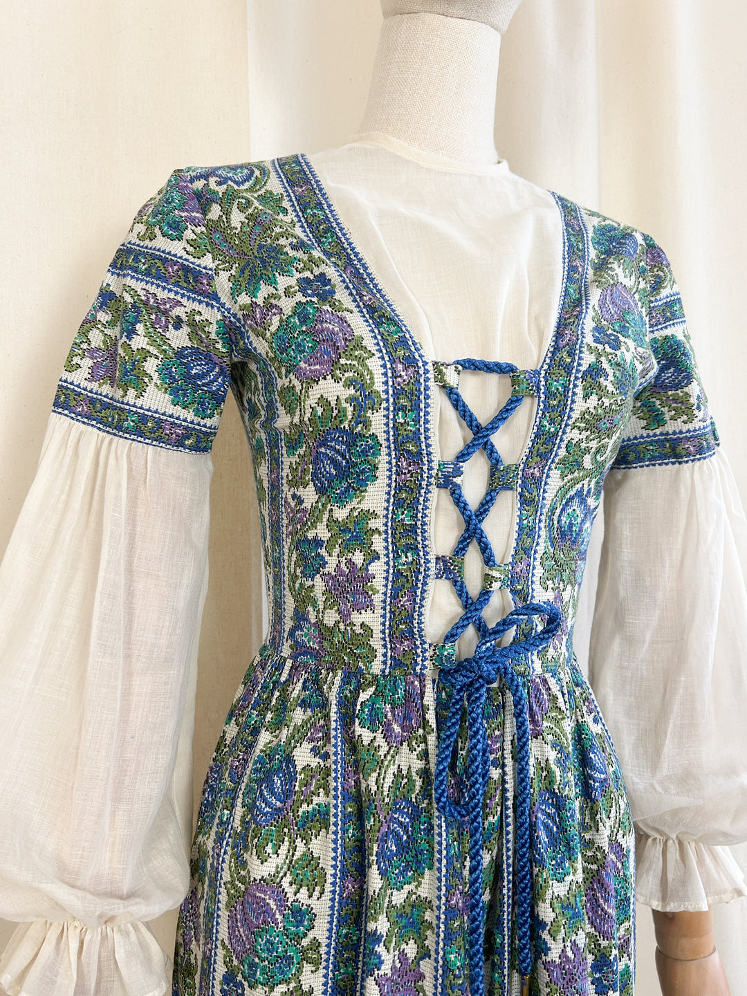 70s corset dress Vintage 70s Corset Calico Print Cottagecore Dress Gypsy Soul Boutique