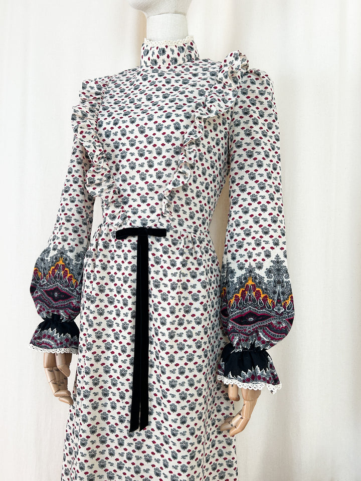 Sweet 70s Rare Fine Wool Prairie Dress