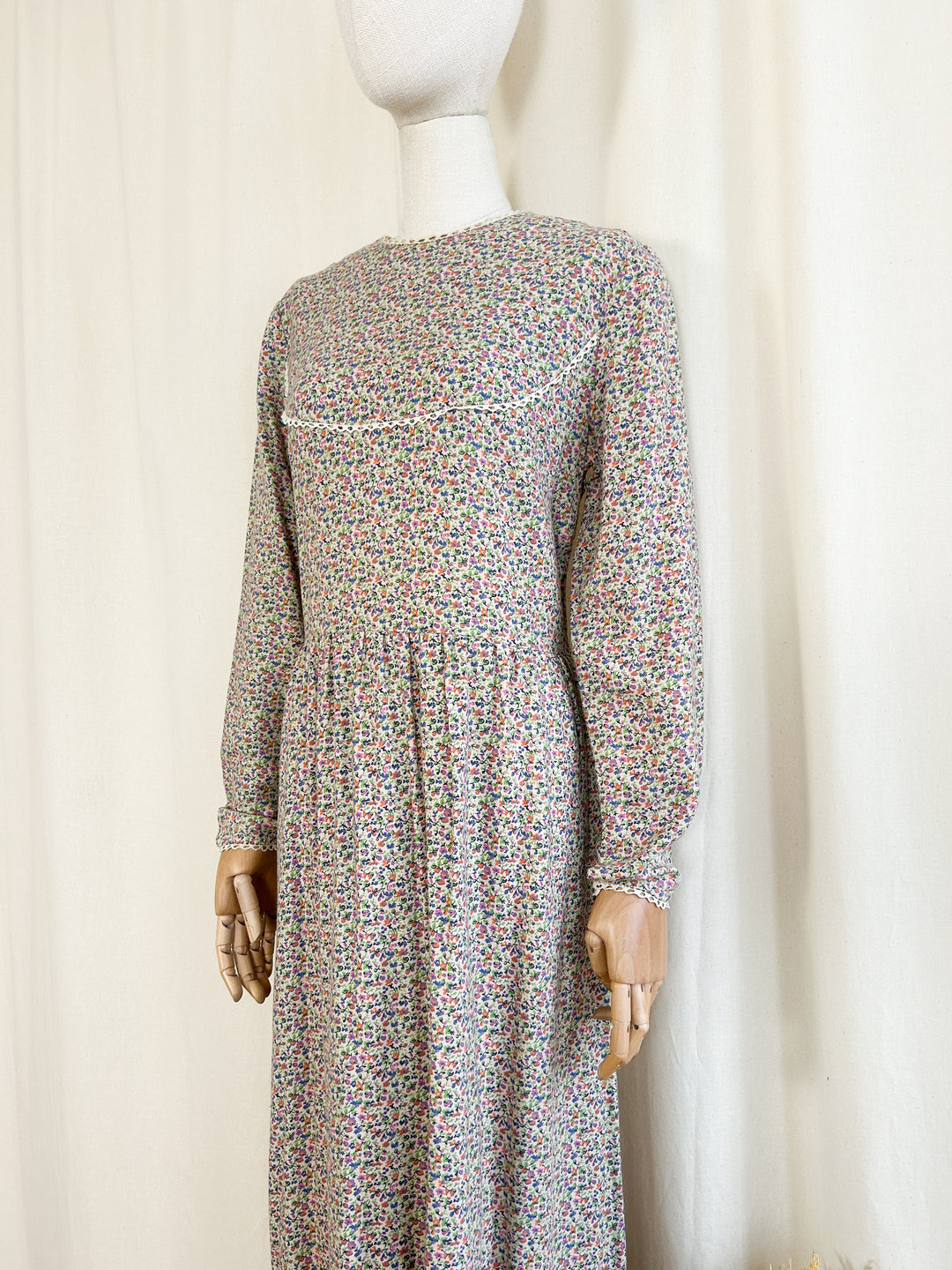 Sweet Rare  Soft Cotton Ditsy Floral 70s Maxi Dress by Liz Williams