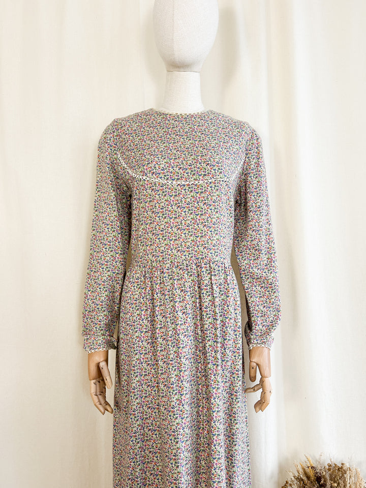 Sweet Rare  Soft Cotton Ditsy Floral 70s Maxi Dress by Liz Williams