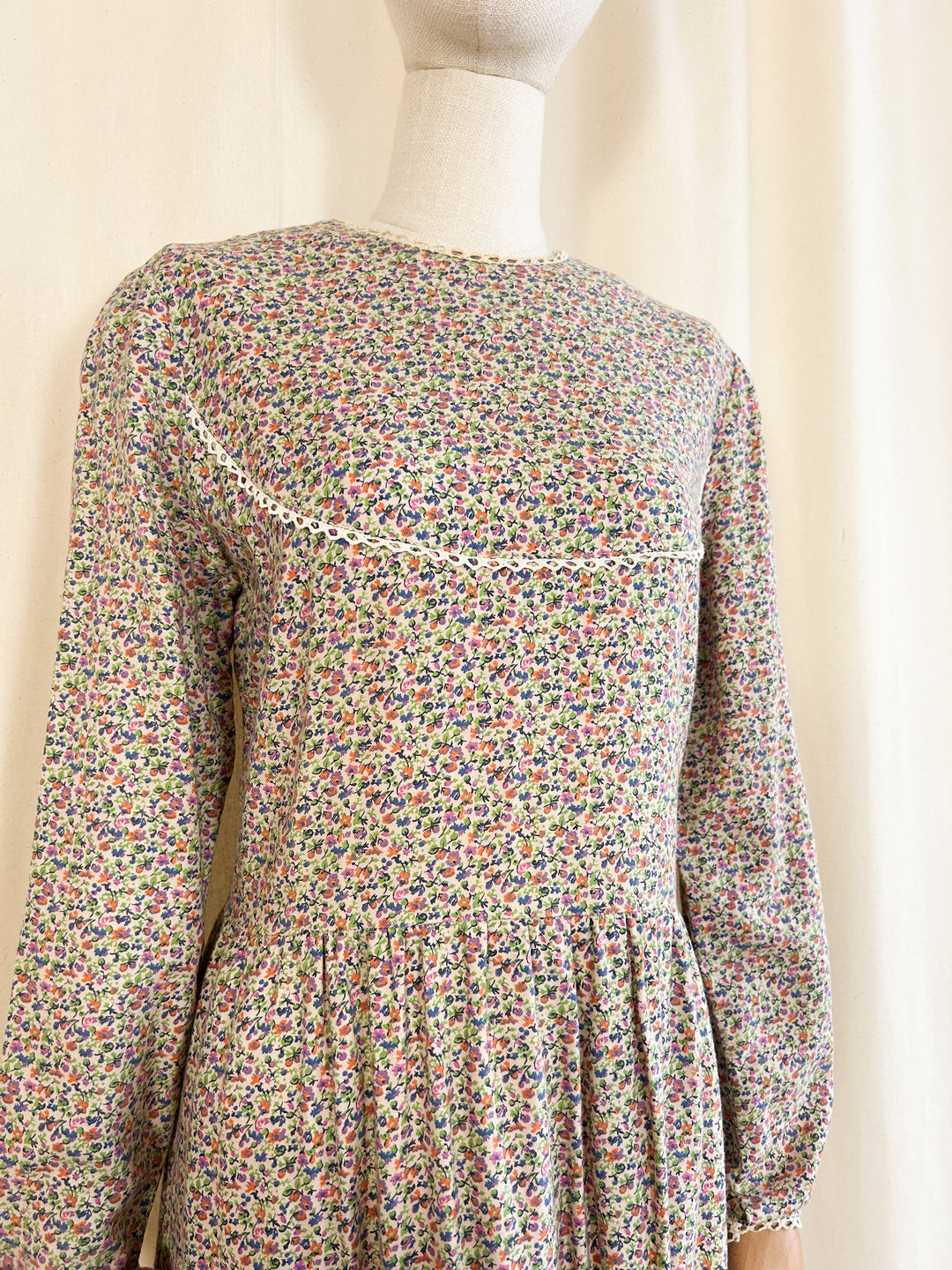 Sweet Rare  Soft Cotton Ditsy Floral 70s Maxi Dress by Liz Williams