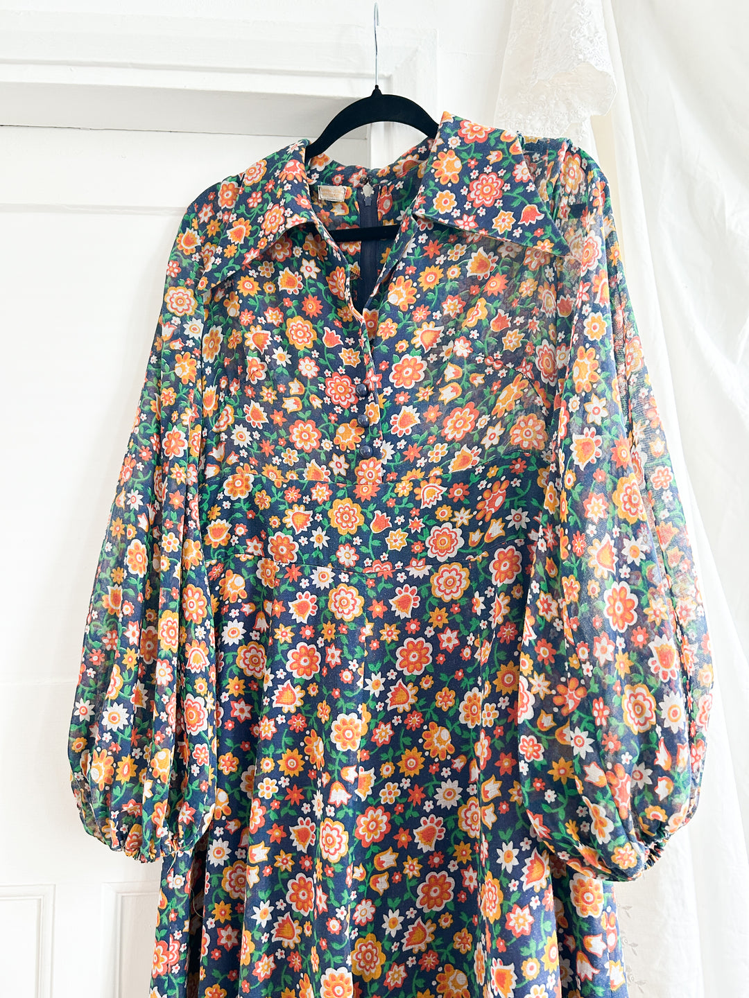 BRIGHT BOHO COTTON BLEND 70S DRESS