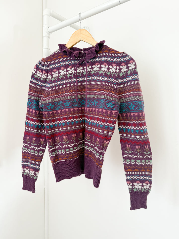 The Cutest 1970s Rare Honeysuckle Knit Fairisle Sweater