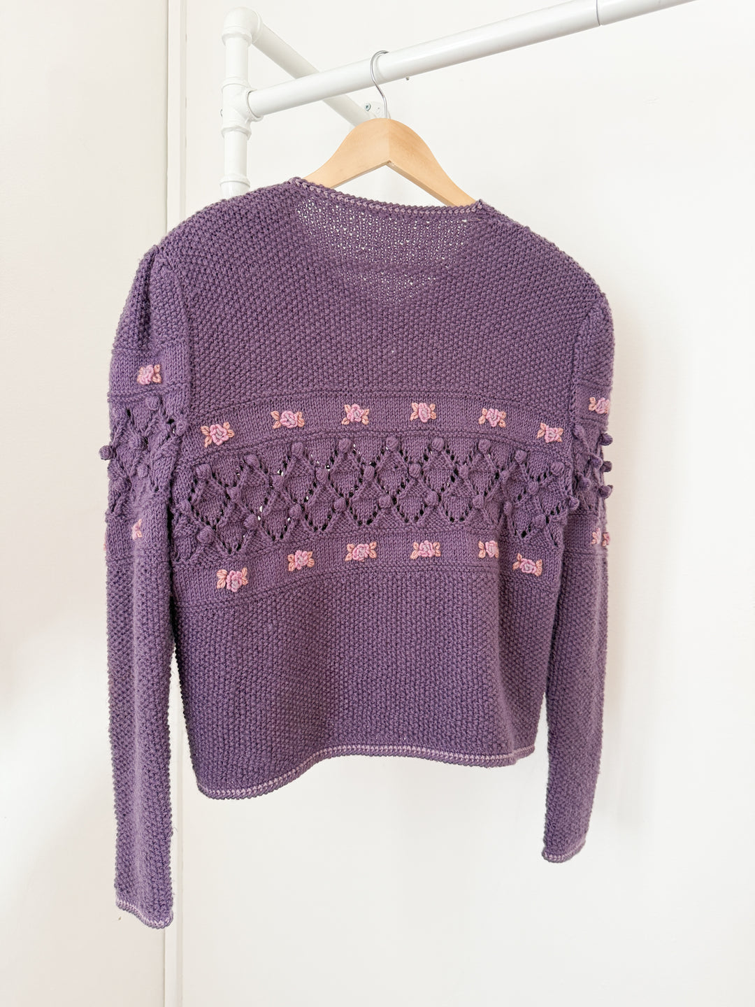 Holy Grail Rare 1970s Purple Wool Floral Austrian Cardigan