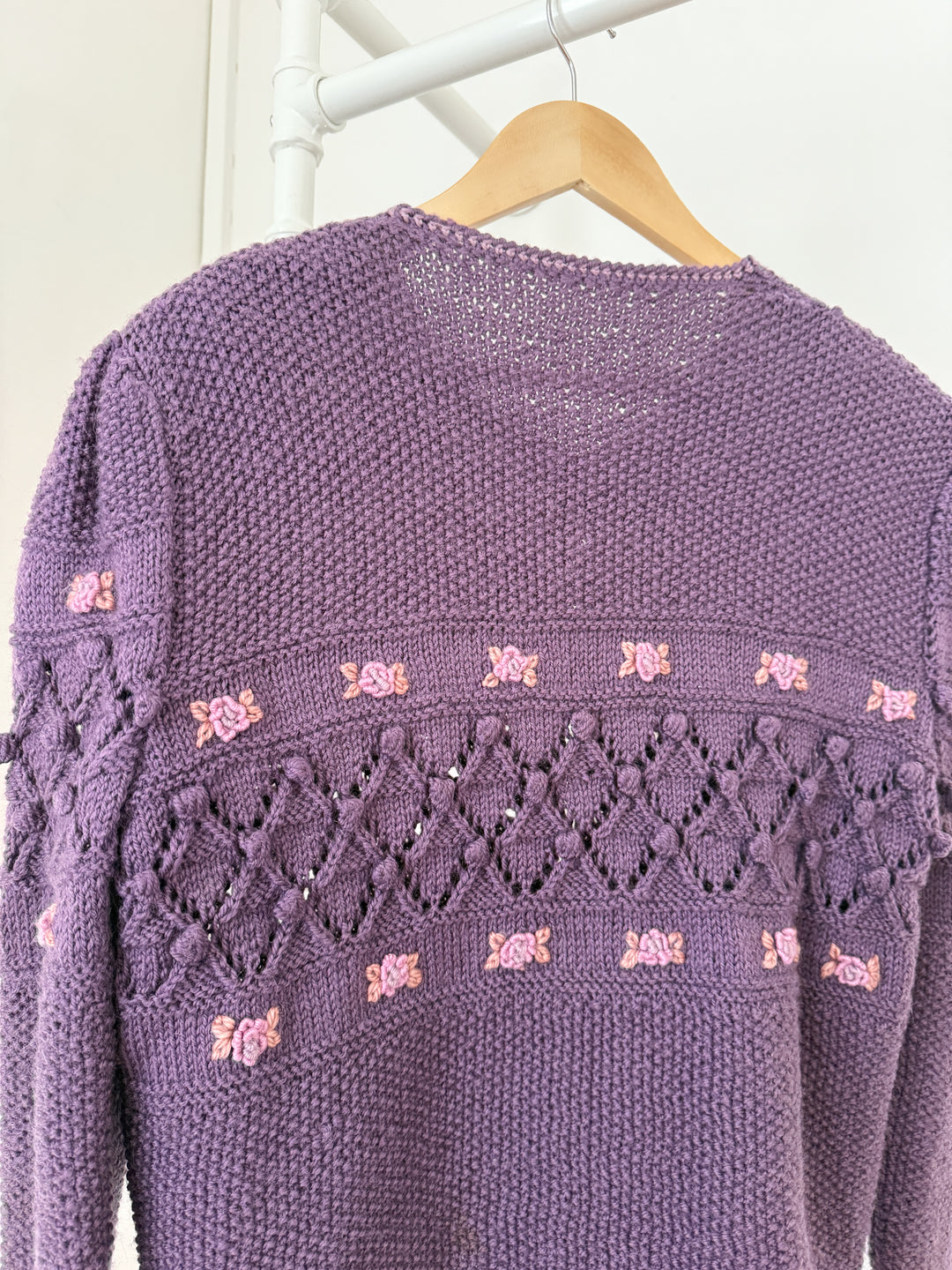 Holy Grail Rare 1970s Purple Wool Floral Austrian Cardigan