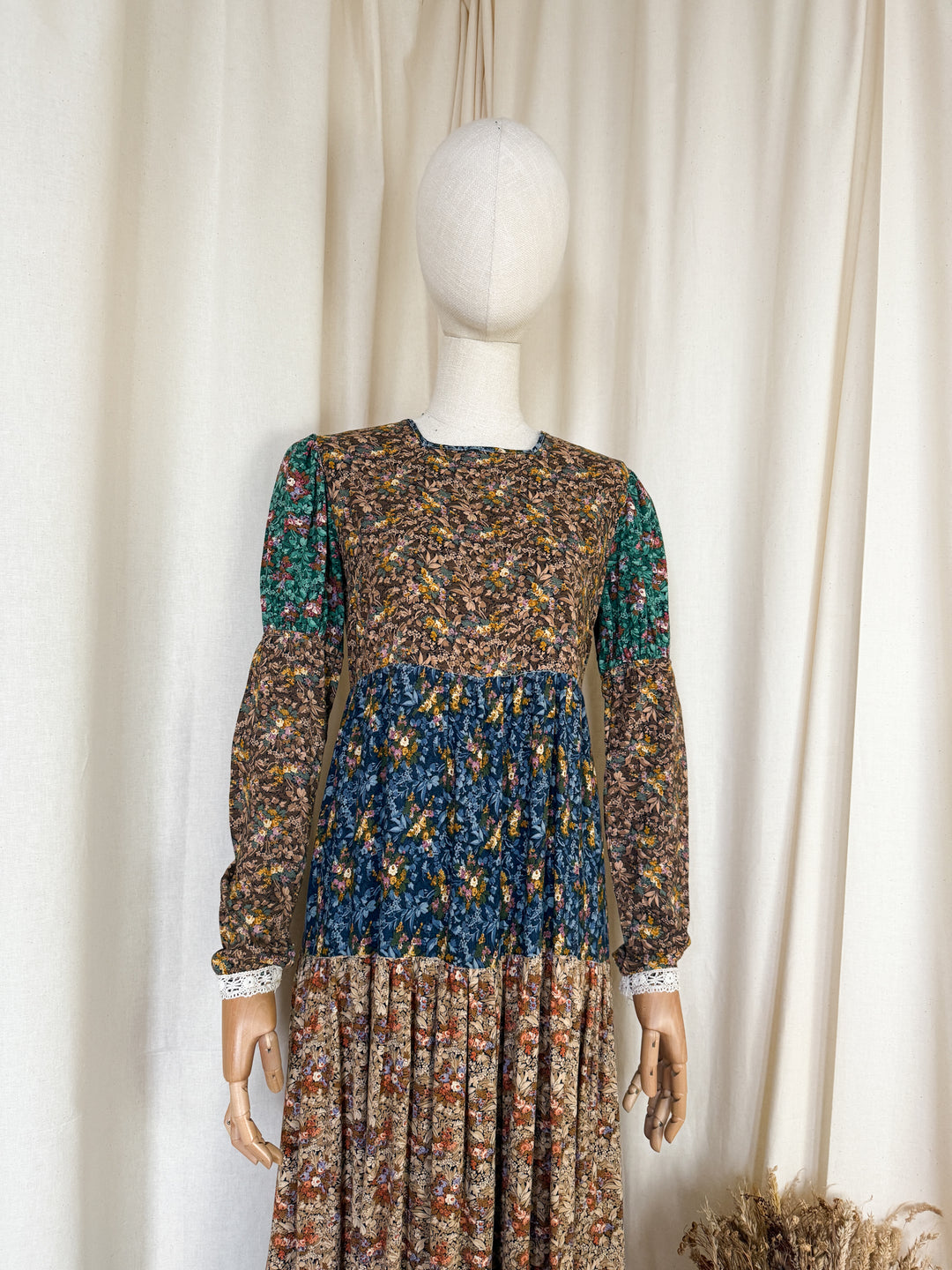 Precious Rare 1970s Tiered Floral Cotton Sujon Maxi Dress