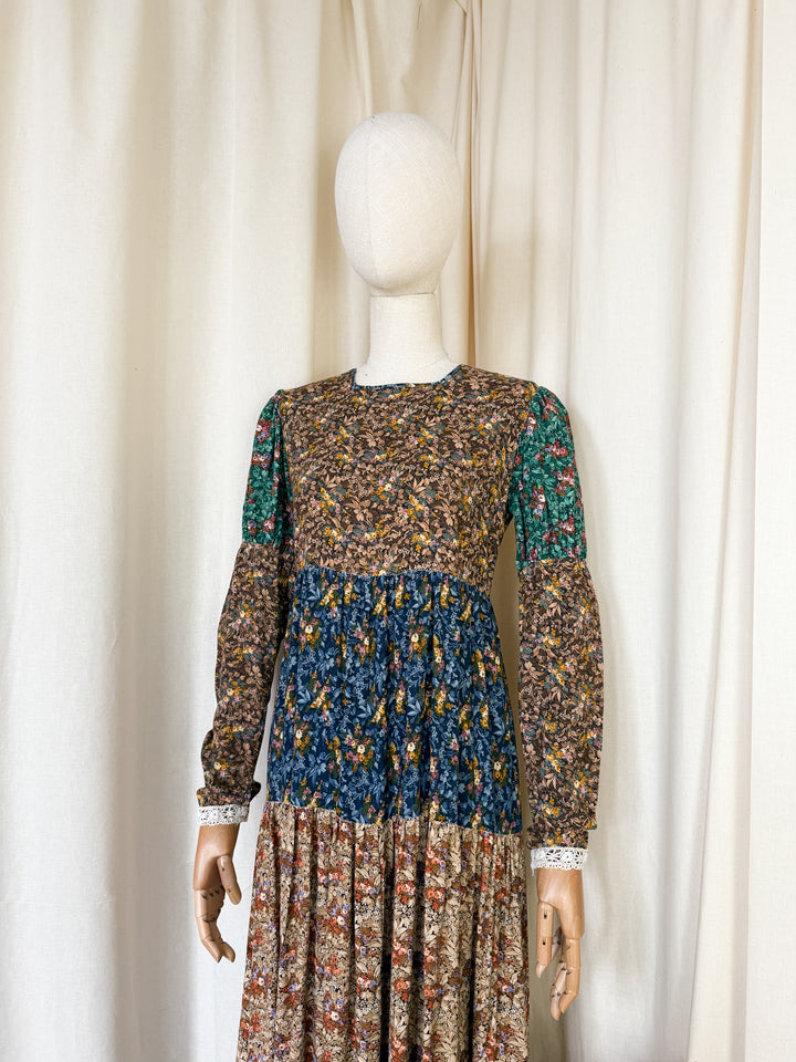 Precious Rare 1970s Tiered Floral Cotton Sujon Maxi Dress