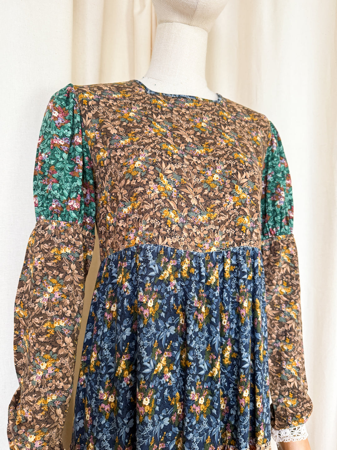 Precious Rare 1970s Tiered Floral Cotton Sujon Maxi Dress