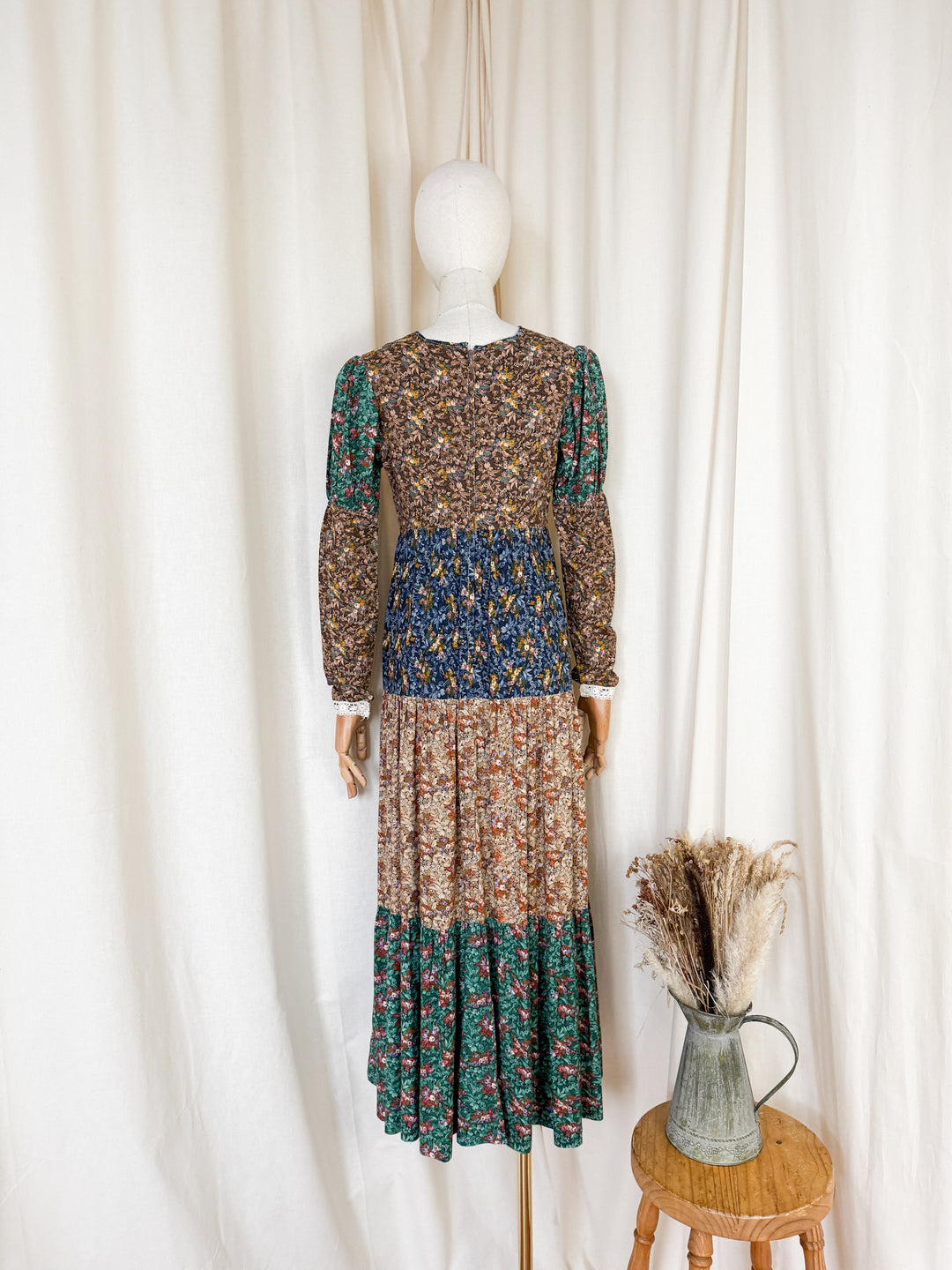 Precious Rare 1970s Tiered Floral Cotton Sujon Maxi Dress