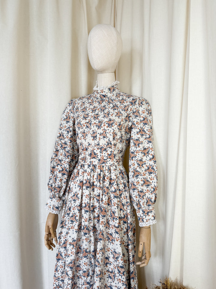 Incredible Rare Early 1970s Laura Ashley Made in Wales Cotton Midaxi Dress