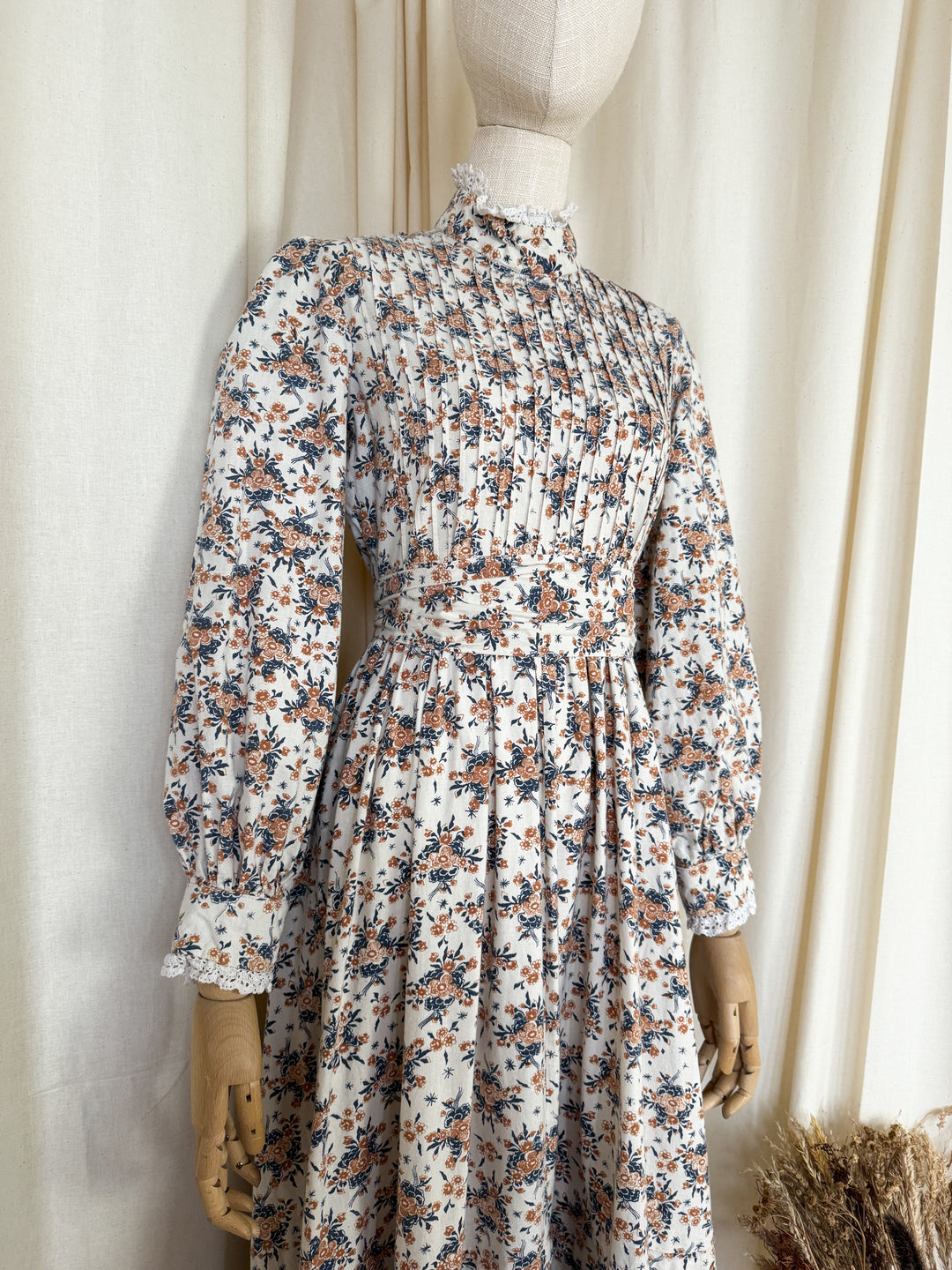 Incredible Rare Early 1970s Laura Ashley Made in Wales Cotton Midaxi Dress