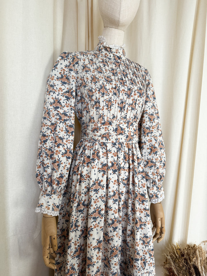 Incredible Rare Early 1970s Laura Ashley Made in Wales Cotton Midaxi Dress