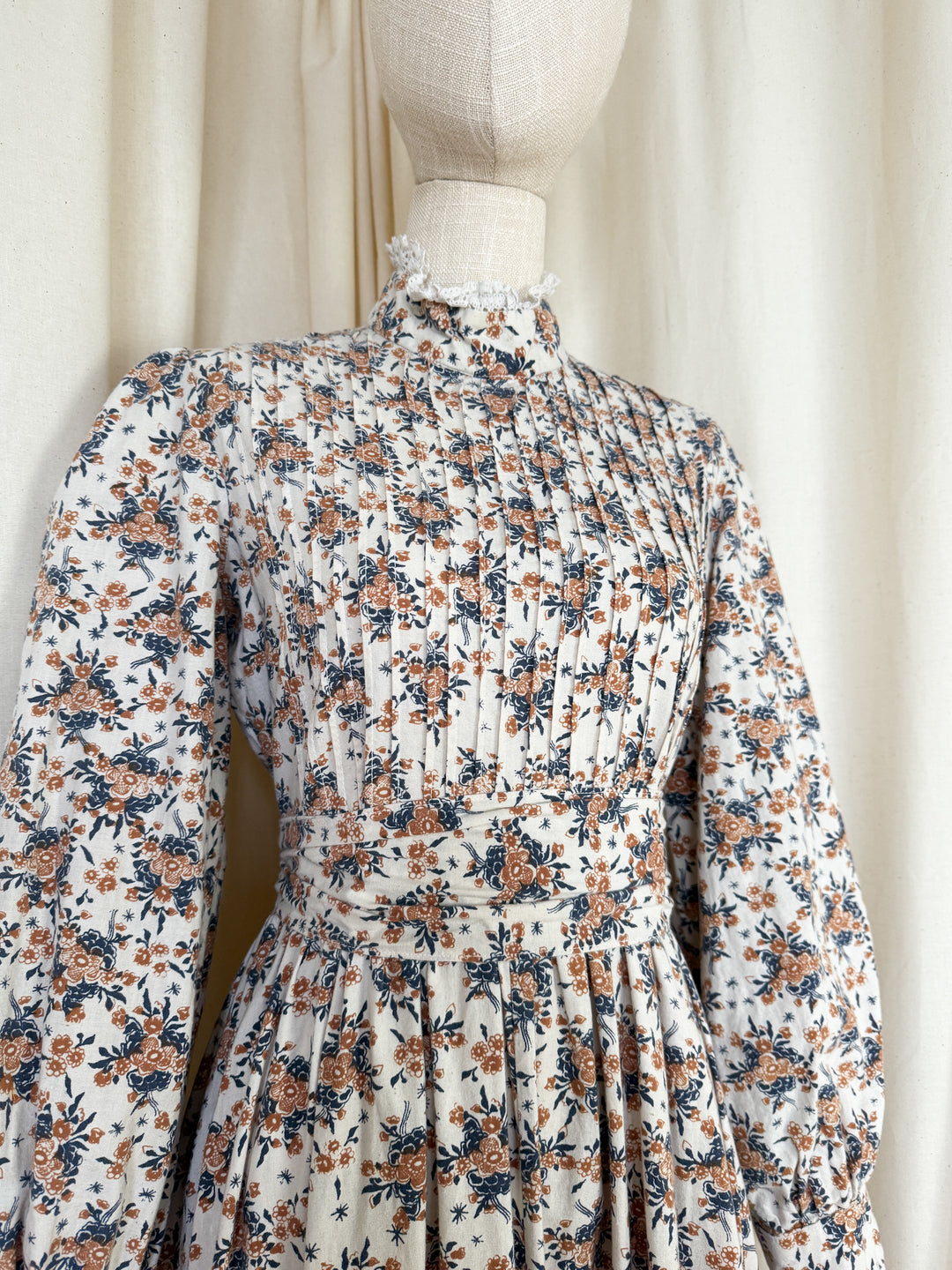 Incredible Rare Early 1970s Laura Ashley Made in Wales Cotton Midaxi Dress