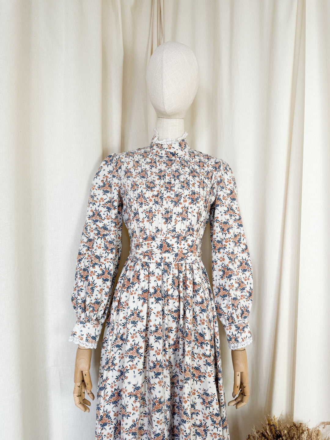 Incredible Rare Early 1970s Laura Ashley Made in Wales Cotton Midaxi Dress