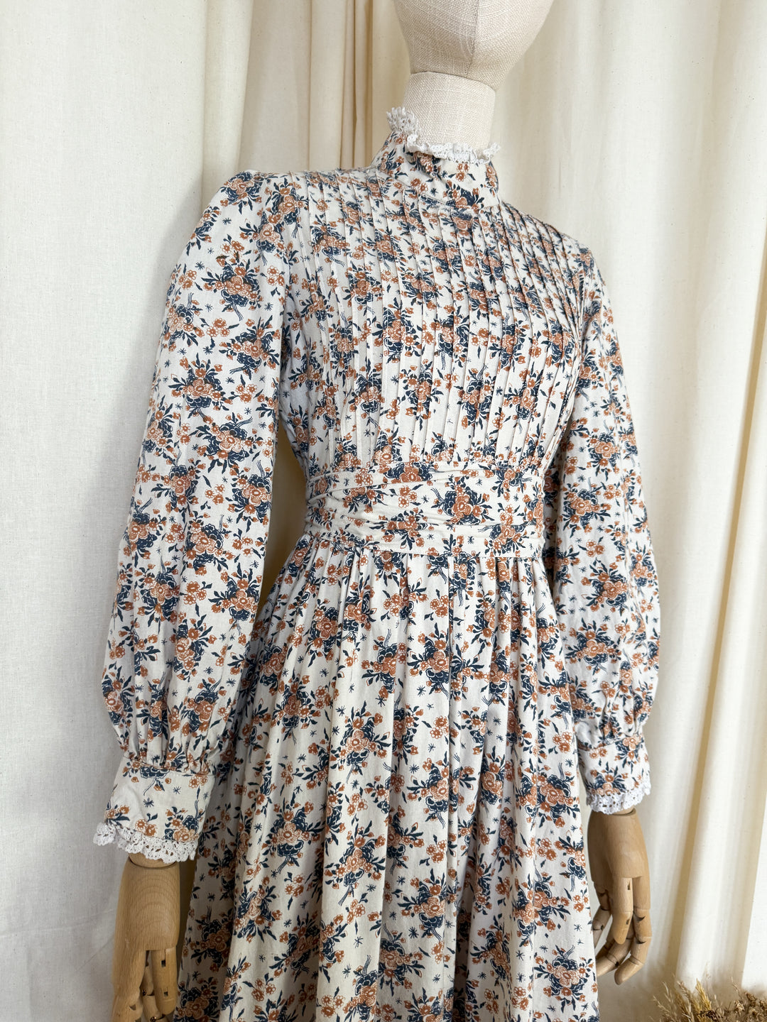 Incredible Rare Early 1970s Laura Ashley Made in Wales Cotton Midaxi Dress