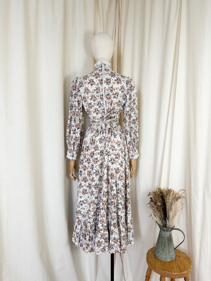 Incredible Rare Early 1970s Laura Ashley Made in Wales Cotton Midaxi Dress