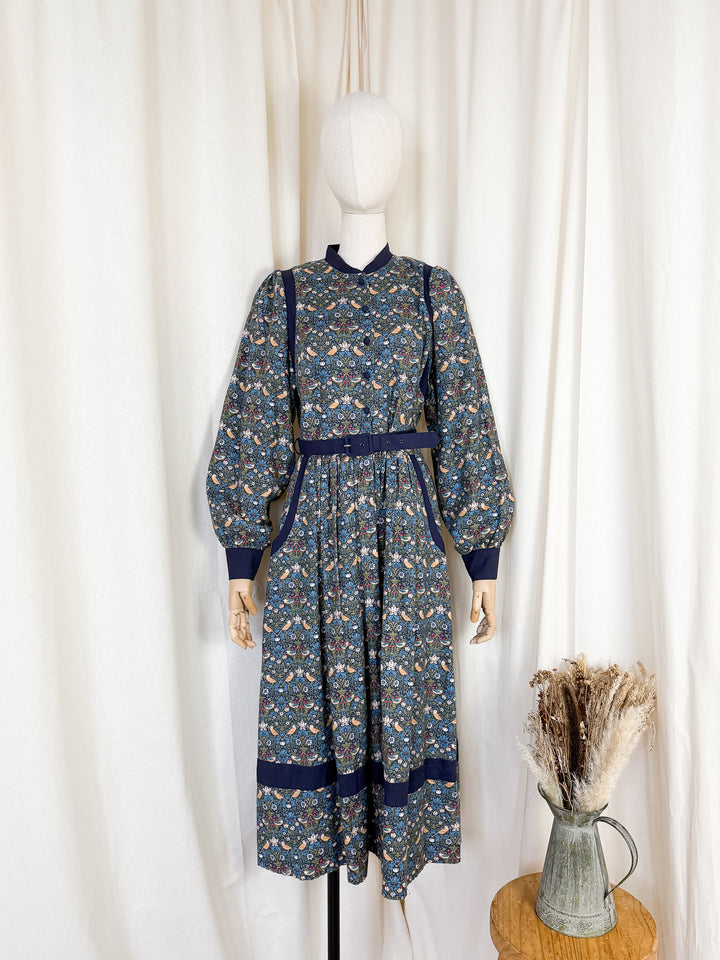 Divine Rare 1970s William Morris Liberty Midi Dress by Origin