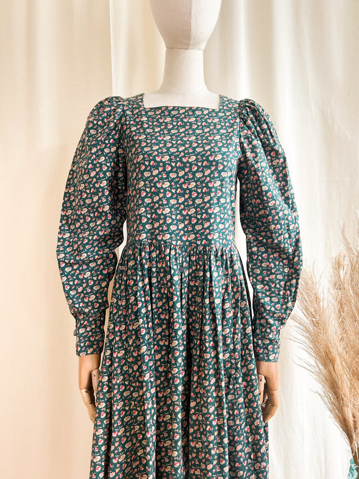 The Yew ~ stunning 80s Laura Ashley mutton sleeve midi dress