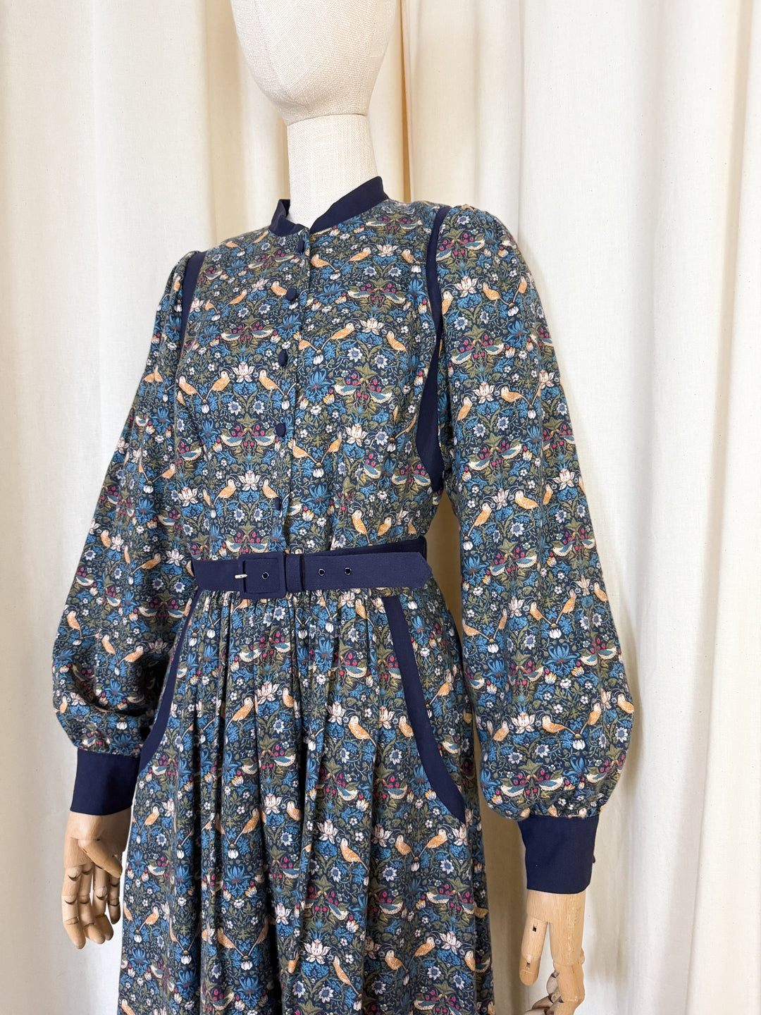 Divine Rare 1970s William Morris Liberty Midi Dress by Origin
