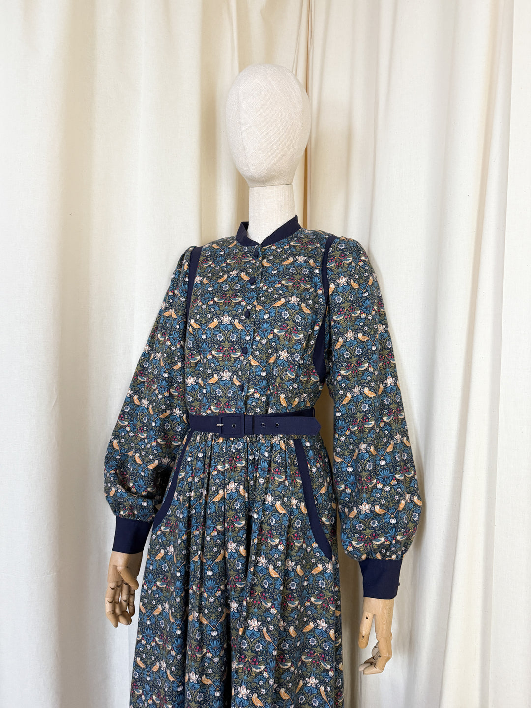 Divine Rare 1970s William Morris Liberty Midi Dress by Origin