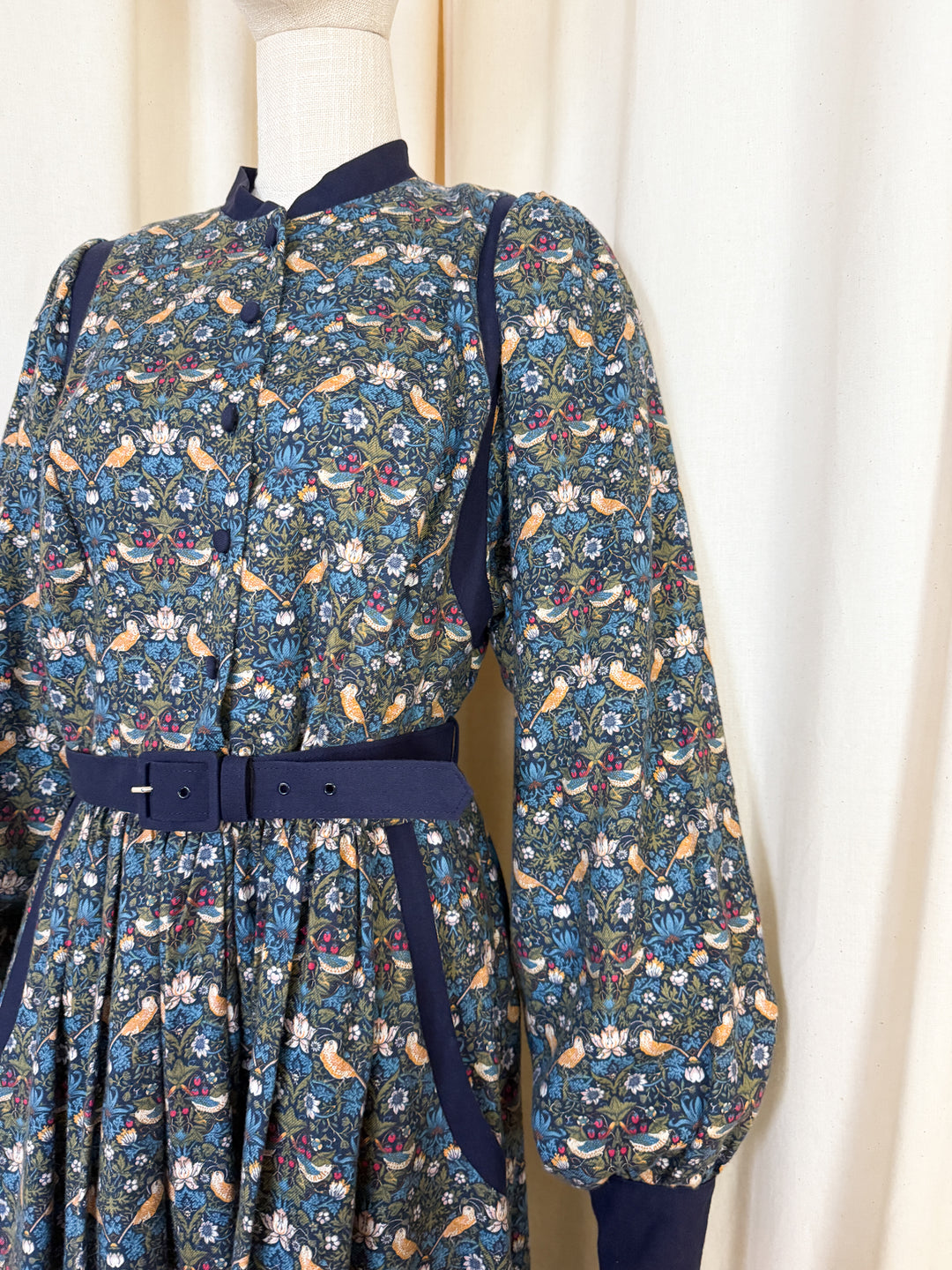 Divine Rare 1970s William Morris Liberty Midi Dress by Origin
