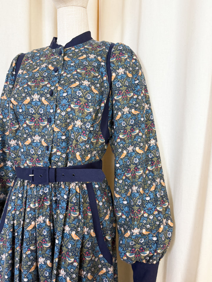 Divine Rare 1970s William Morris Liberty Midi Dress by Origin