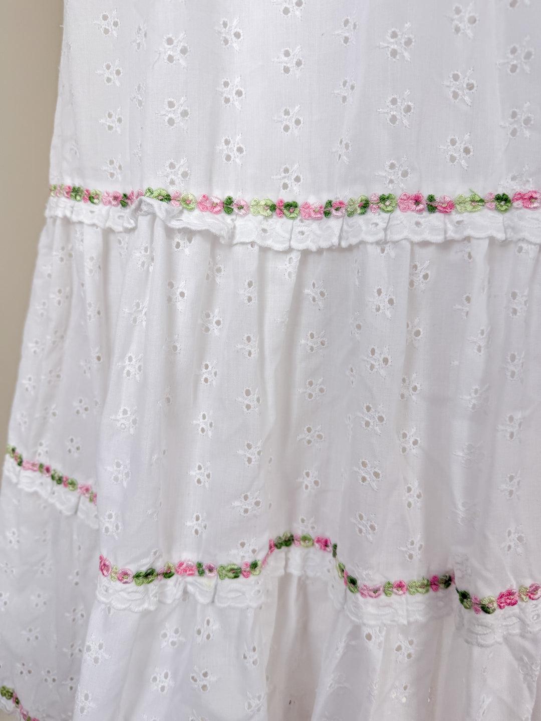 Divine Ethereal Broderie Anglaise 70s Cotton Maxi Dress
