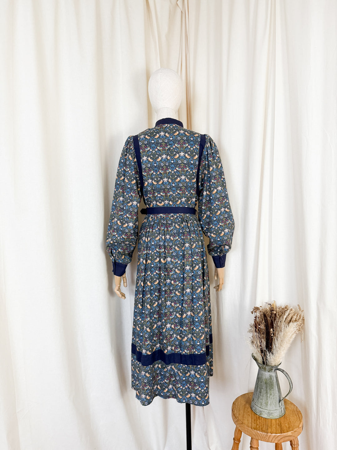 Divine Rare 1970s William Morris Liberty Midi Dress by Origin