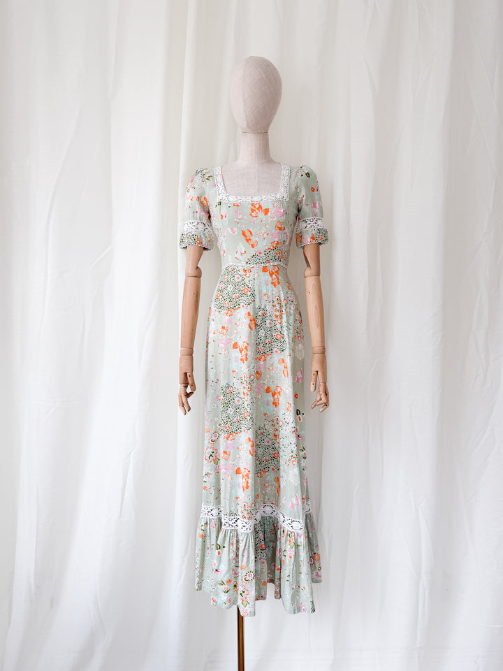 Divine Rare 70s Peter Robinson Floral Cotton Maxi Dress