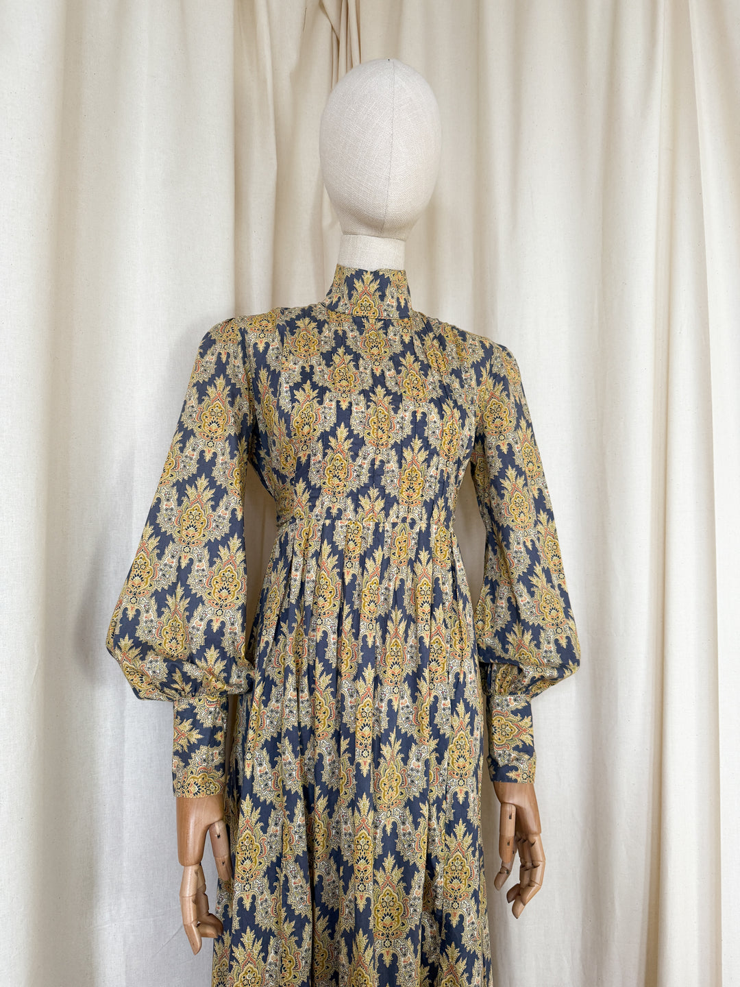 Incredible Precious Rare Bluestocking Liberty Cotton 1970s Maxi dress