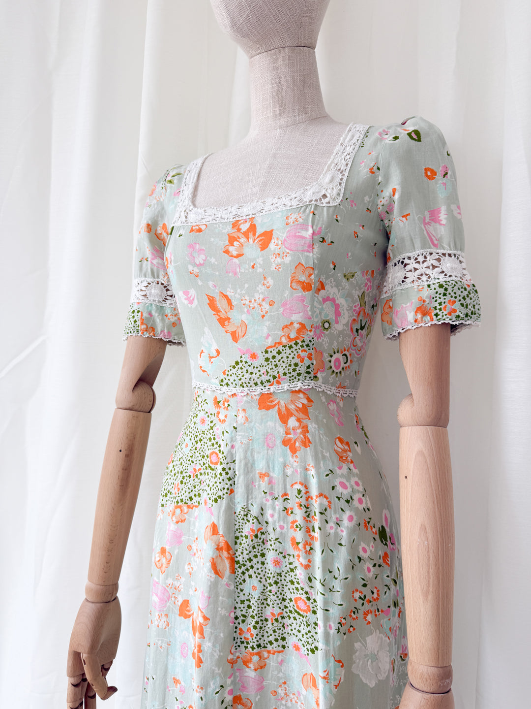 Divine Rare 70s Peter Robinson Floral Cotton Maxi Dress
