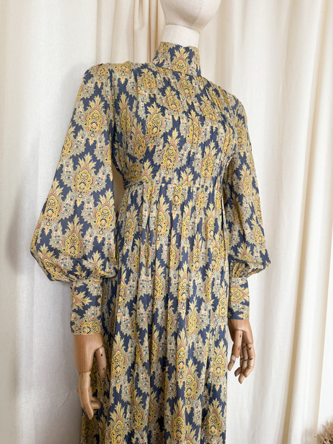 Incredible Precious Rare Bluestocking Liberty Cotton 1970s Maxi dress