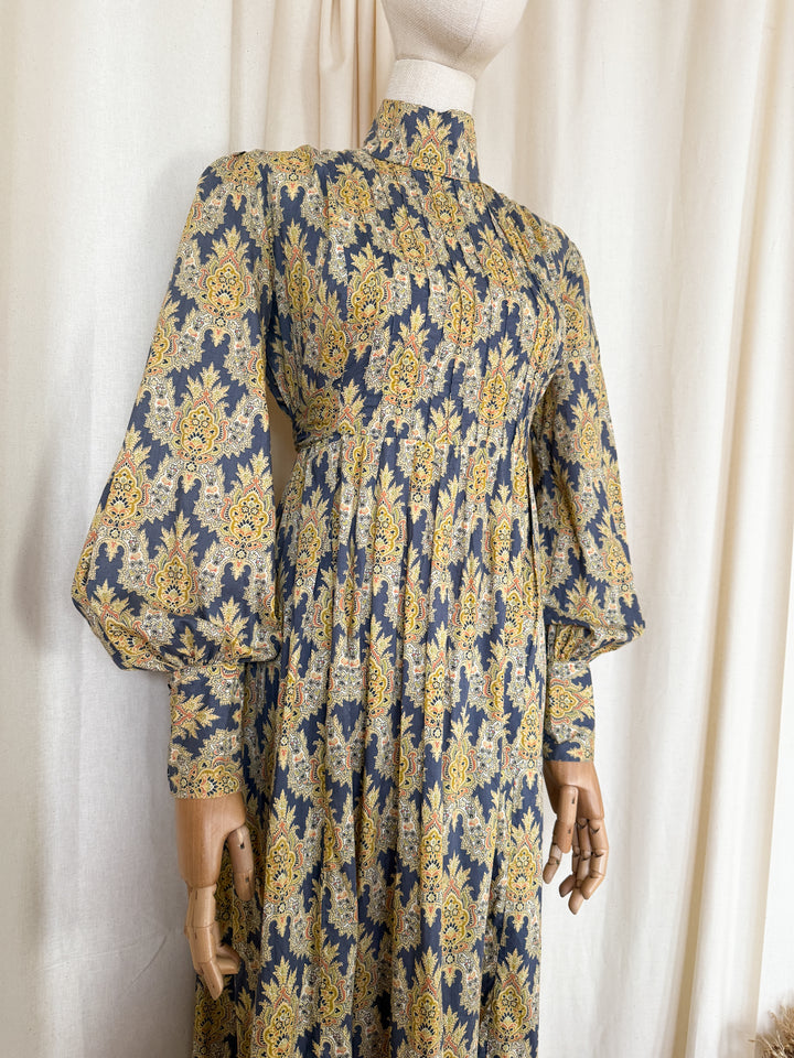 Incredible Precious Rare Bluestocking Liberty Cotton 1970s Maxi dress